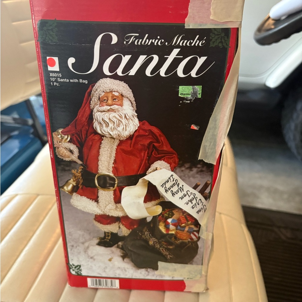 Vintage Santa Figure Christmas Collection Fabric Mache With Box